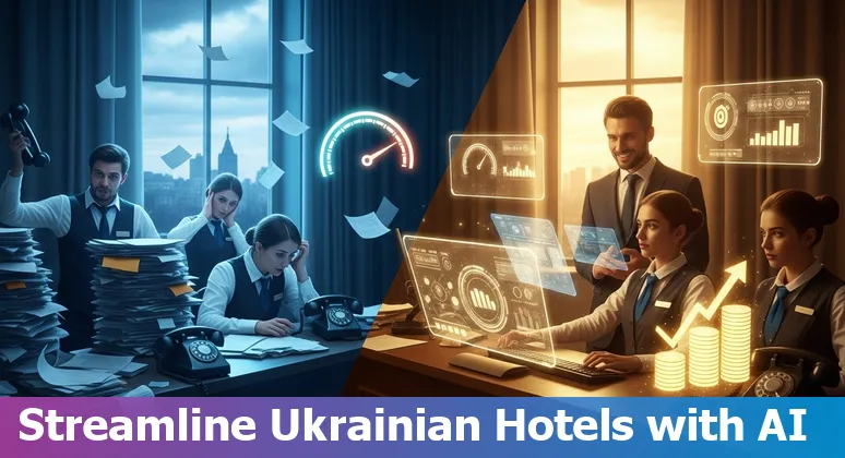 Hospital staff using AI tools on tablets at a hotel lobby in Ukraine