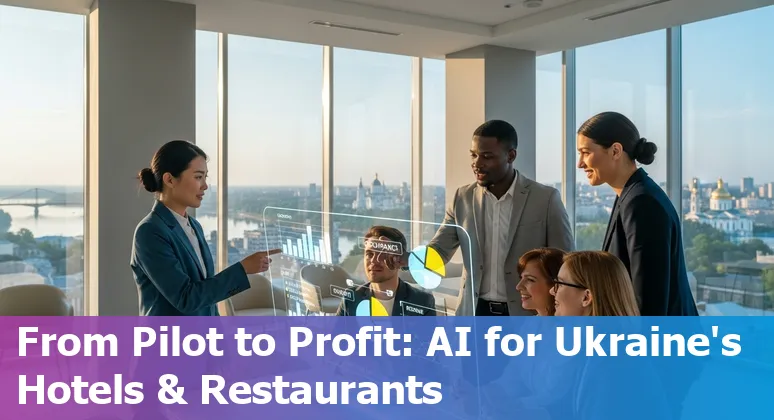 Hotel staff using AI tools at a front desk in Ukraine, 2025