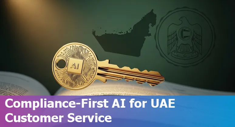 Customer service agent using AI tools in the United Arab Emirates with Dubai skyline in the background
