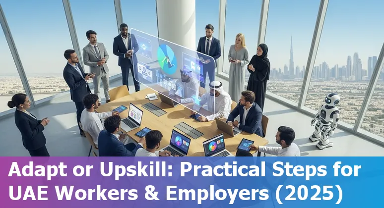 Customer service agent using AI tools with Dubai skyline — United Arab Emirates