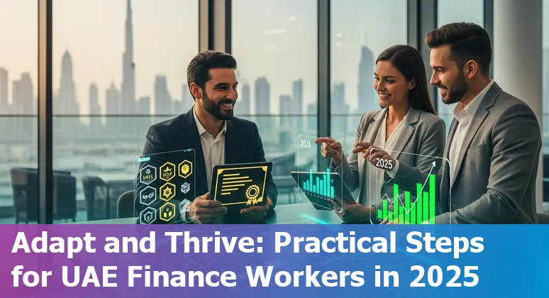 UAE finance professionals discussing AI impact in Dubai skyline — United Arab Emirates