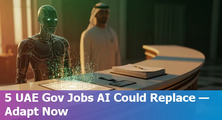 Government employee using AI tools with UAE skyline and flag in the background