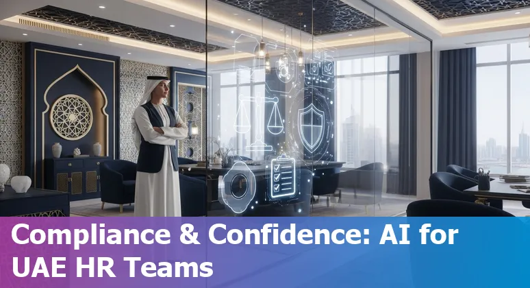 HR professional using AI dashboard in an office in the United Arab Emirates in 2025