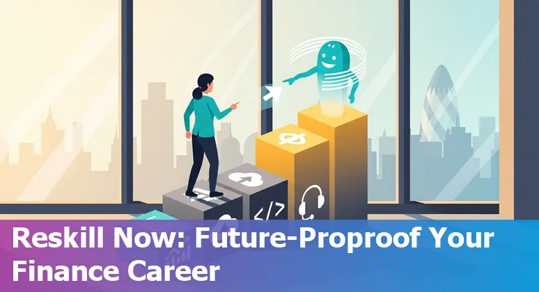 Finance professionals using AI tools in a United Kingdom office in 2025, showing automation and upskilling
