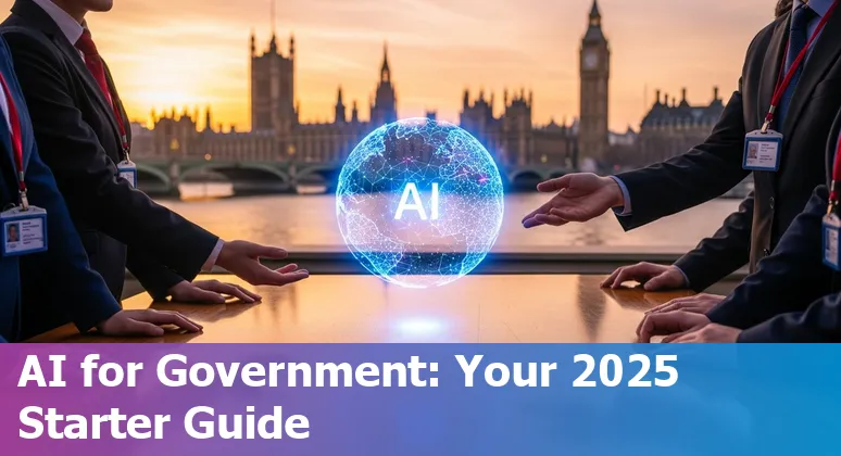 Illustration of AI in the United Kingdom government 2025 showing policy, security and procurement icons in the United Kingdom