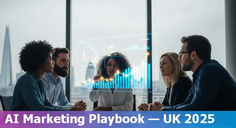 AI marketing tools and UK regulatory timeline illustration for United Kingdom marketers in 2025