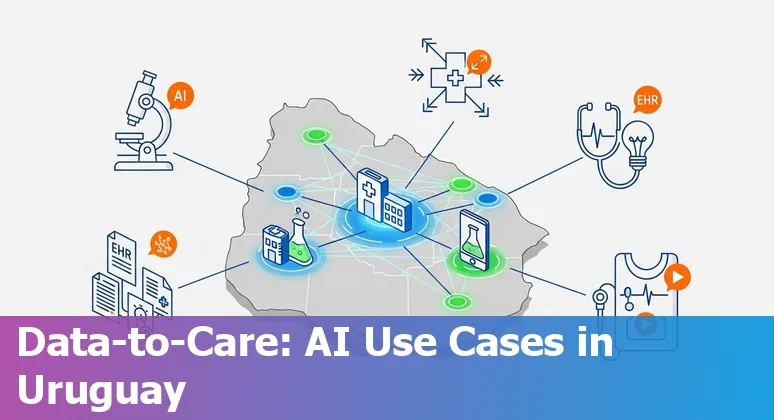 Healthcare professionals in Uruguay using AI tools to analyze medical images and patient data on a clinical dashboard