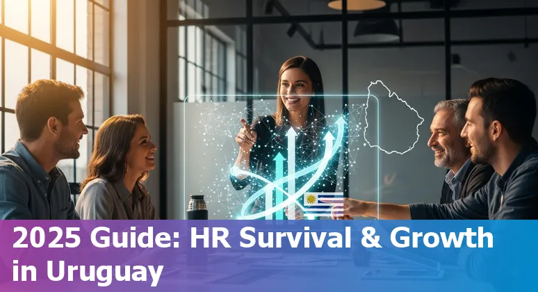 HR team meeting with an AI dashboard on screen in Montevideo, Uruguay — AI and HR jobs in Uruguay 2025