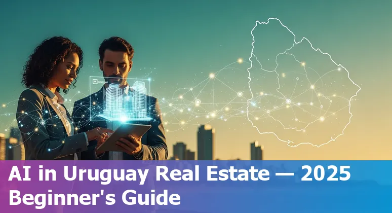AI-driven real estate infographic with a Uruguay map and 2025 skyline