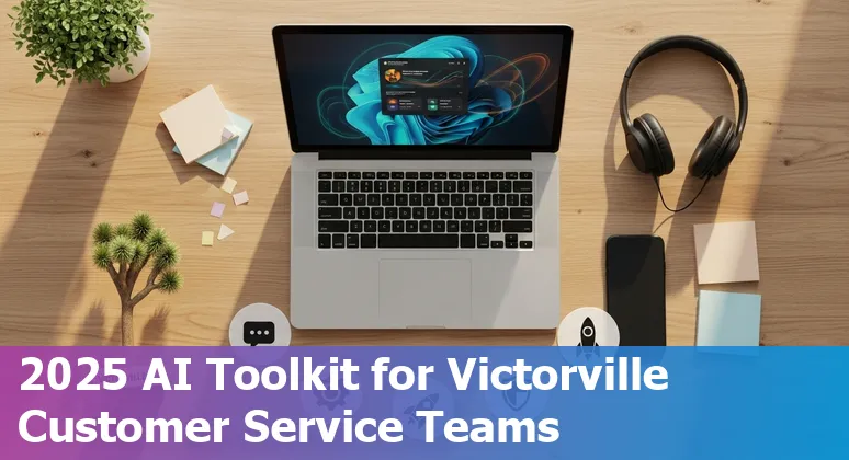 Victorville customer service agent using AI tools like ChatGPT Enterprise and Sprinklr on multiple devices