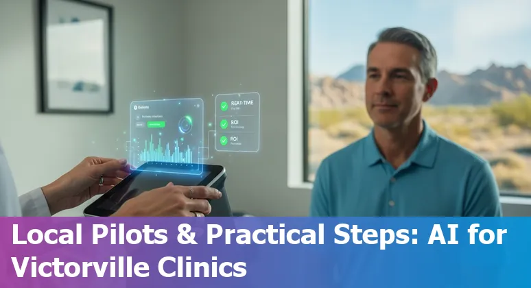 Healthcare AI guide cover image showing Victorville, California hospitals and clinicians using AI tools in 2025