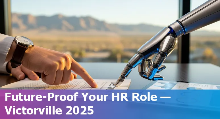 HR professional using AI tools in an office in Victorville, California, USA