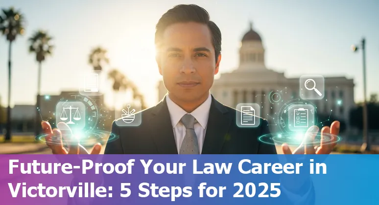 Victorville California lawyer using AI tools on a laptop, 2025