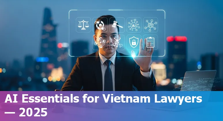 Vietnam legal team using AI tools for contract review and litigation analytics on a laptop