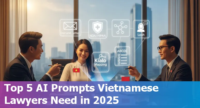 Vietnamese lawyer using AI prompts for contract drafting and legal research with ABCDE and Leah examples