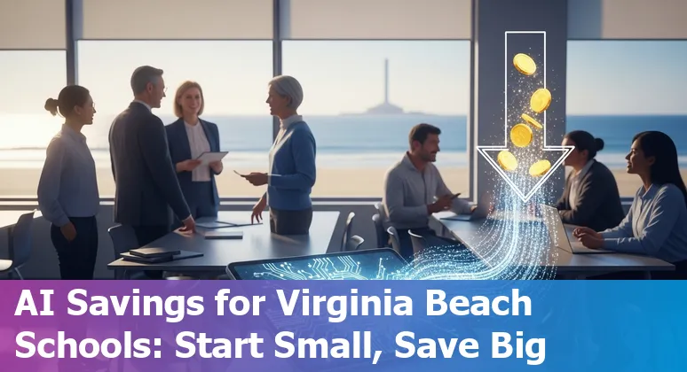 Education company team using AI tools in Virginia Beach, Virginia, US with subsea cable and data center backdrop