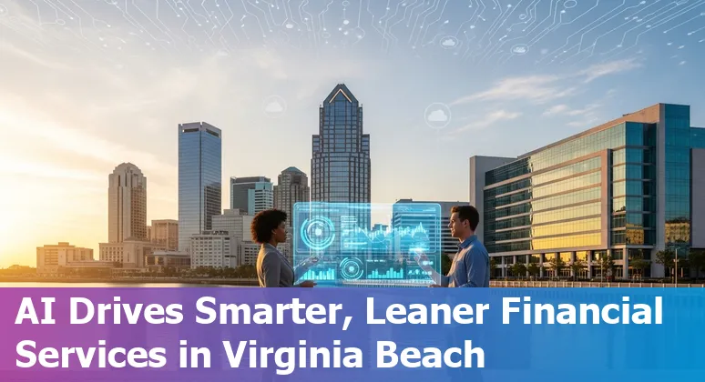Financial services team using AI dashboard with Virginia Beach, Virginia data center and subsea cable map in background