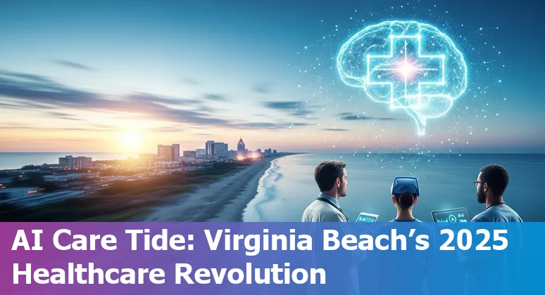 Healthcare AI concept with Virginia Beach, Virginia, US skyline and medical icons
