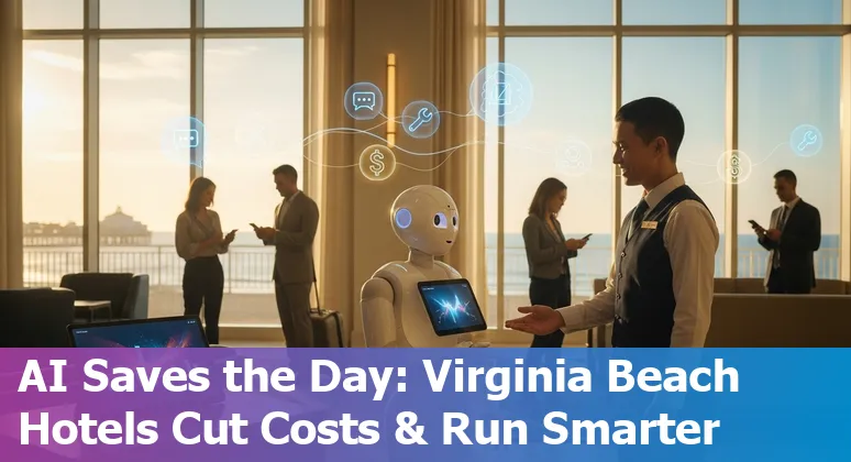 Hotel lobby staff using AI-powered tablet for check-in in Virginia Beach, Virginia, US
