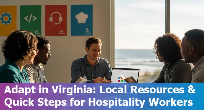 Hotel front desk agent using AI-assisted tools at Hilton Virginia Beach Oceanfront while guest checks in
