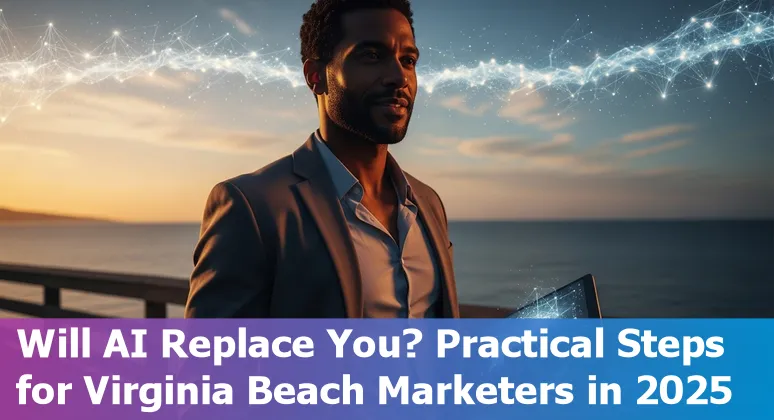 Marketing professional using AI tools on a laptop in Virginia Beach, Virginia