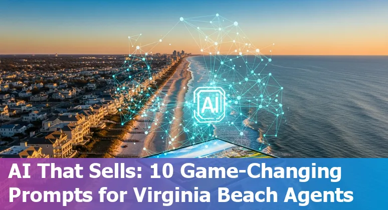 Agent using AI tools to create Virginia Beach property listings with oceanfront buildings in the background.