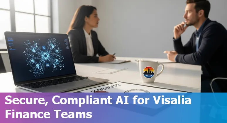 AI in financial services in Visalia, California, US — bank chatbot and data analytics dashboard image