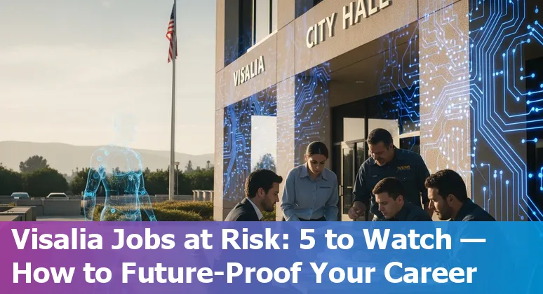 Visalia city clerk working with AI on a laptop in a municipal office