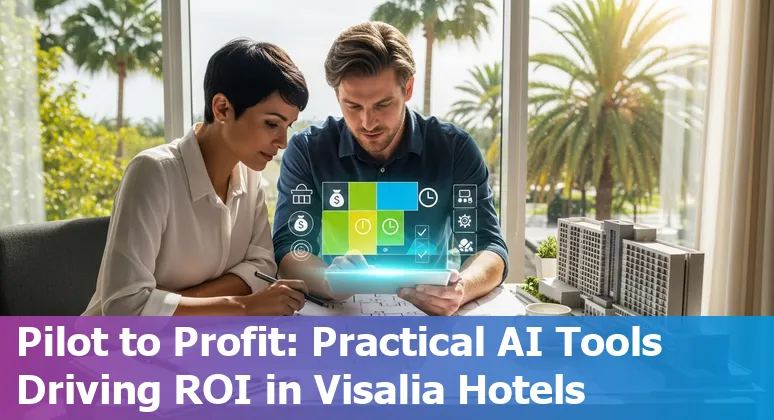 Hotel front desk kiosk using AI chatbot in Visalia, California hotel — improving efficiency and cutting costs