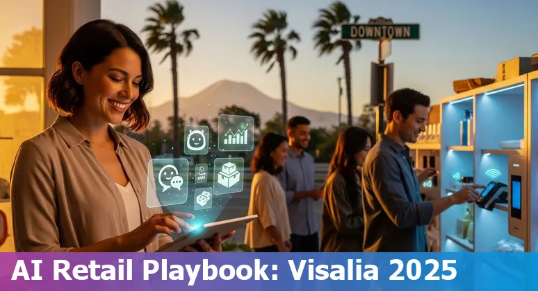 Retail store staff using AI tools on tablets in Visalia, California in 2025