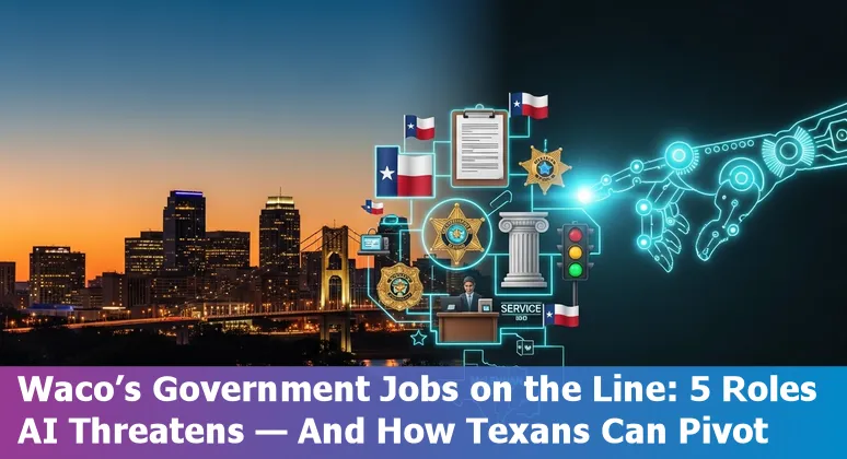City of Waco government workers using AI tools at desks with Baylor University in the background