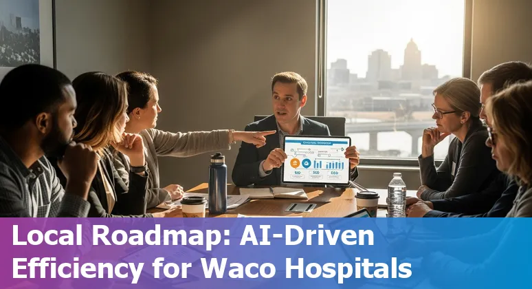 Waco, Texas healthcare staff using AI analytics on a tablet in a clinic