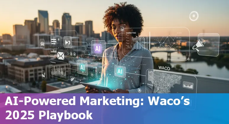 AI marketing tools and local Waco, Texas skyline, 2025 guide image