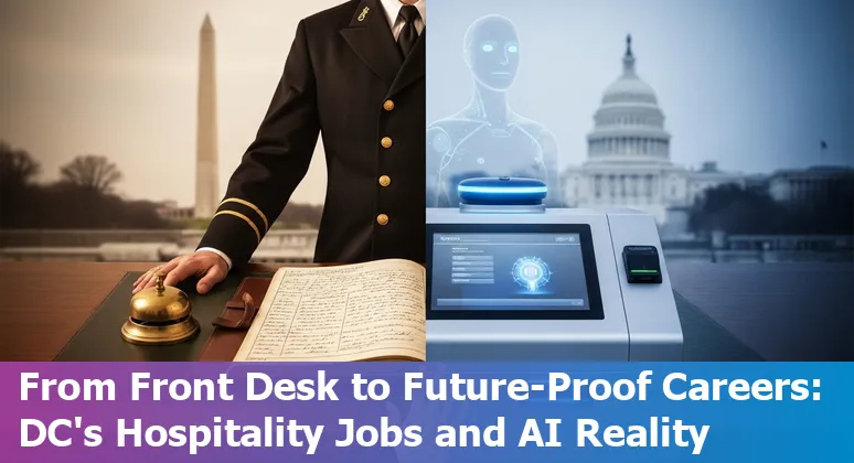 Hotel front desk with a self-service kiosk and a staff member helping a guest in Washington, DC