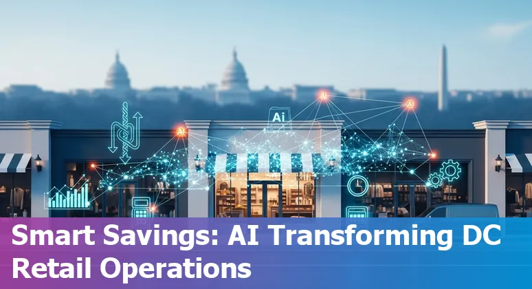 Retail store with AI analytics dashboard overlay in District of Columbia, US