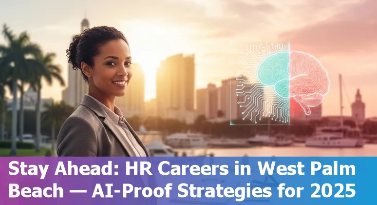 HR professionals discussing AI impact in West Palm Beach, Florida office — 2025 adaptation and training
