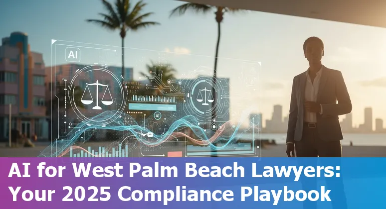 West Palm Beach, Florida attorney using AI tools on a laptop with Palm Beach skyline in background