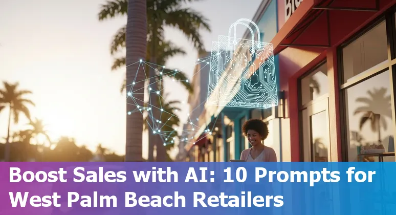 Retail AI concepts overlaid on a West Palm Beach skyline with store and tech icons