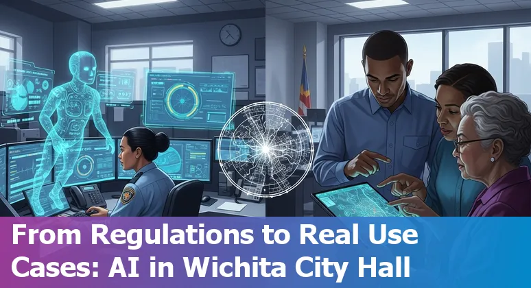 City of Wichita, Kansas city hall and AI concept illustration showing the Wichita AI Registry and government tools in 2025
