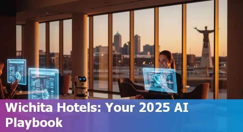 Hotel front desk with AI chatbot on screen in Wichita, Kansas hotel, 2025