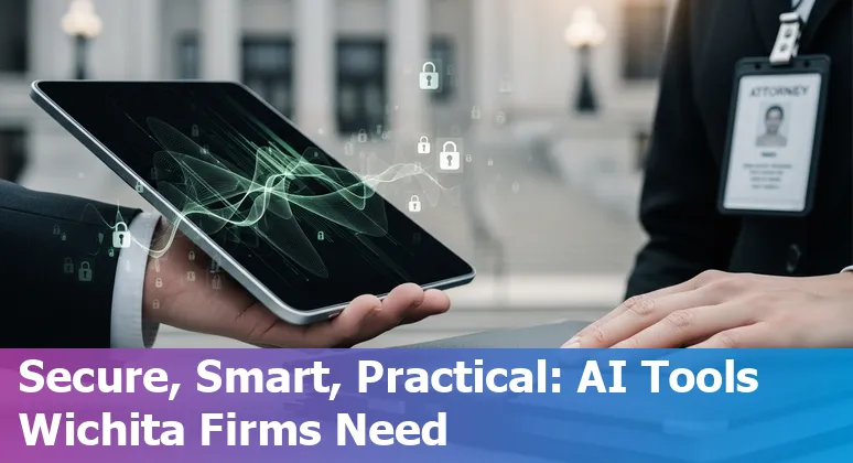 Lawyers in Wichita using AI tools for research, contracts, eDiscovery, and client intake on laptops in an office.