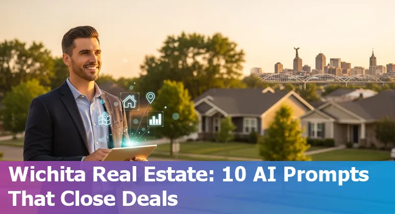 Agent using AI tools on laptop to analyze Wichita property with map and neighborhood data
