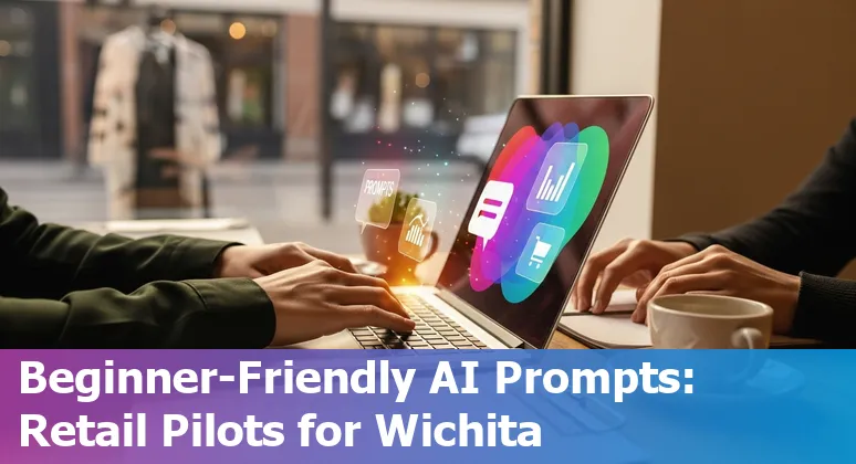 Retail worker using AI dashboard and laptop in a Wichita storefront