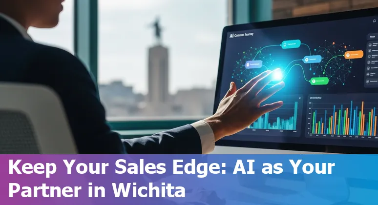 Sales team using AI tools on laptop in Wichita, Kansas, US office, showing collaboration between humans and AI
