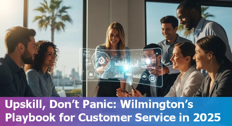 Customer service agent with AI interface overlay in Wilmington, North Carolina