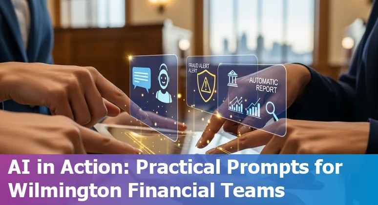 Financial services team in Wilmington using AI tools like chatbots, fraud dashboards, and copilots for document summarization.