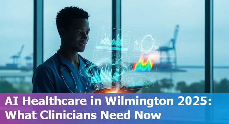 Healthcare AI concept image showing clinicians and AI tools in Wilmington, North Carolina hospital setting