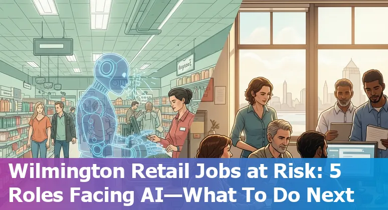 Wilmington retail worker helping customer near self-checkout kiosks as an example of AI-driven retail changes