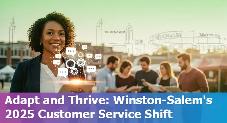 Customer service agent using AI tools in Winston-Salem, North Carolina office — human + AI collaboration in 2025