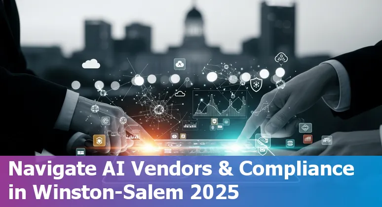AI in financial services guide showing Winston-Salem, North Carolina skyline and AI icons
